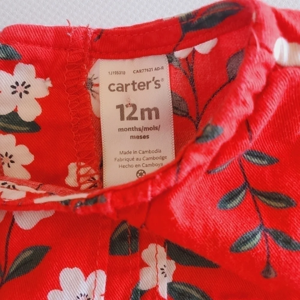 K1148 * Carter's Girls Floral Top Red Size 12M
